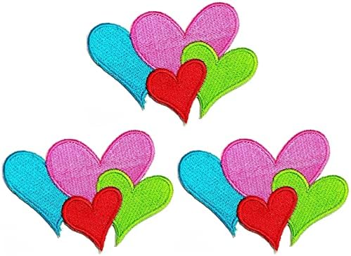 Салфетки плюс 3 бр. Цветни Нашивка с Бродерия във формата на Сърце, Тъканно Стикер, на Сърцето, на Карикатура Свети