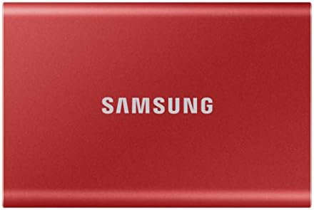 Преносим твърд диск Samsung T7 - 500 GB - Външен твърд диск, USB 3.2 Генерал .2, червен металик (MU-PC500R/WW)