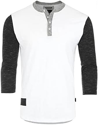 Мъжки бейзболни ризи Henley с 3/4 ръкав от ZIMEGO – Ежедневни Спортни Ризи с кръгло деколте и копчета