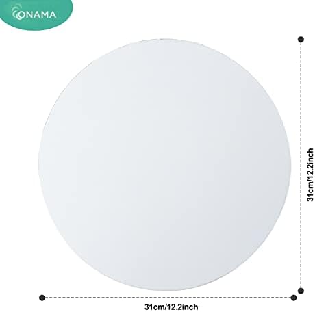 ONAMA – Бял Барабан за торта 12 инча Кръг, 12 опаковки - Гладки дъски за торта с дебелина 1/2 инча с професионални гладки прави ръбове и гланц - Лента за торта с дължина 12 м