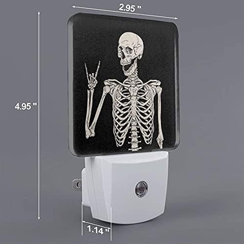 Лека нощ с виртуален скелет и Череп в стил Бохо Хипи, Комплект от 2-те led ночников с Автоматичен Сензор от Здрач