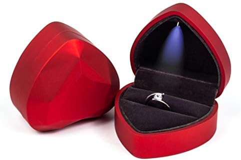 iSuperb Кутия За Пръстени във формата на Сърце С Led Подсветка, Кутии За Годежни Пръстени, Подарък Кутия за Бижута за Сделки,