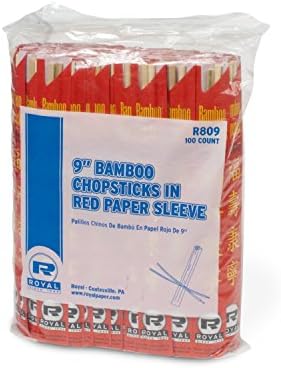 Royal B00Q8SRSRQ за Еднократна употреба Бамбукови пръчици за хранене, с ръкави и разделители, 9 инча, Опаковка