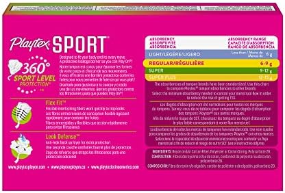 Тампони Playtex Sport, Обикновена поглъщането, Без ароматизатори - 384 карата (48 опаковки по 8 карата)