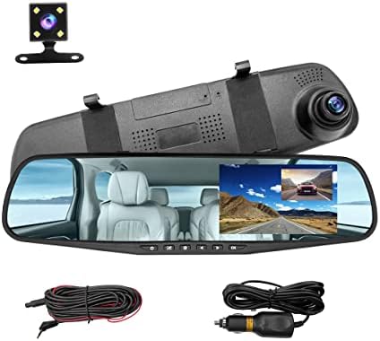 - Рефлексен Видеорекордер за автомобил с 4.3 Резерв Умна Slr камера за задно виждане-Водоустойчива HD 1080P Отпред