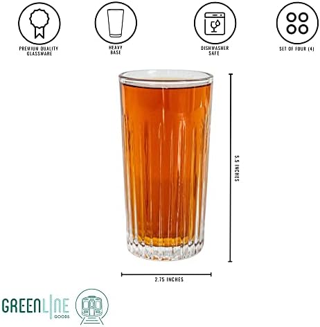 Чаши за коктейли Greenline Goods в стил арт-деко (комплект от 4 чаши за вино) В рубчатой рамки за хайбола - Набор от пури