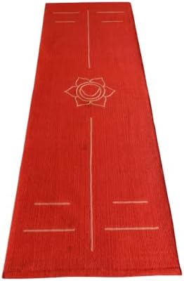 Хлопчатобумажный килимче за Йога с Бродирани на ръка Преговарящите на Сакралната Чакра с Подплата за Килима и срещу Плъзгане Основа