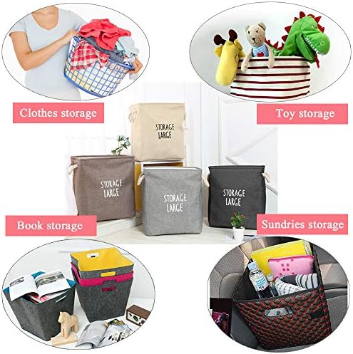 TVMALL Сгъваема Голяма кошница за багаж От памук и лен, Квадратна чанта за съхранение, Кошница за дрехи, Подходяща за домашно съхранение на детски играчки, дребни неща