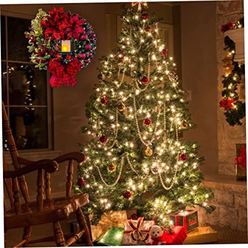 KUYYFDS,Led Коледен Венец С Изкуствено Осветление, Плодове Венец, Украса За Входната Врата, 40 см, Коледен Венец,