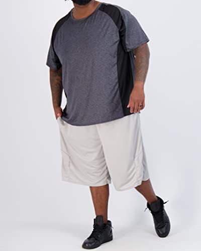 Real Essentials 3 опаковка: Мъжка тениска Big & Tall Tech Stretch с дълъг ръкав и с къс ръкав Dry-Fit (3XT-5XT)