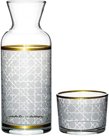 Нощни гарафа за вода CEVVIZZ със стъклен набор от - Чаша и бутилка може да се запази до легло, за по-лесно полуночного