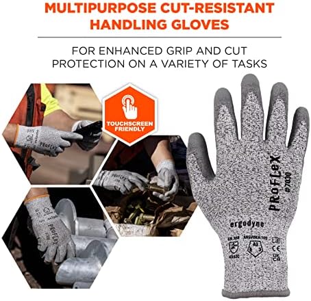 Ръкавици Ergodyne унисекс за възрастни, устойчиви на гумата - A3, 13g ANSI A3 CR с антиоксидантна полиуретанова боя с покритие, Сиви, Големи размери САЩ