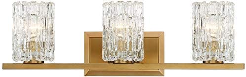 Модерен Стенен Лампа Possini Euro Design Icelight с Топъл Златист Тел Ширина 25 см с 3 Лампи, Канава Лампа