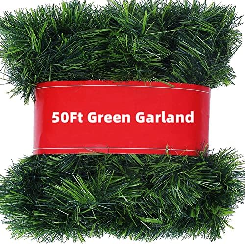 50-подножието Коледна Зелена Гирлянда за коледна украса - Неосвещенный Мек Зелен Празничен Декор за външна или вътрешна