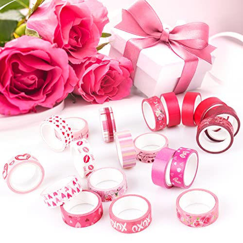 Waenerec Розово Декоративна Лента Набор от 20 Роли Сърцето на Цвете Васи Самозалепващи Ленти Естетически САМ Валентин