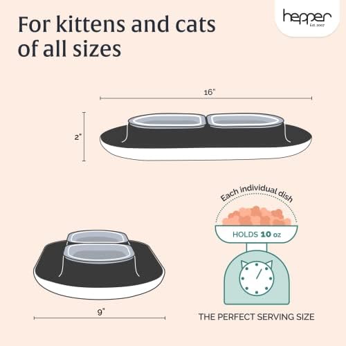 Hepper NomNom - Защитени от разлив издигнати котешки купички за храна и вода - Купа за котки с облекчение от мустаците +