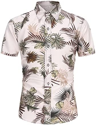 Мъжка Риза с цветен Модел, Хавайски Комплекти, Ежедневни Риза с копчета с Къс ръкав и къси Панталони, Костюми,