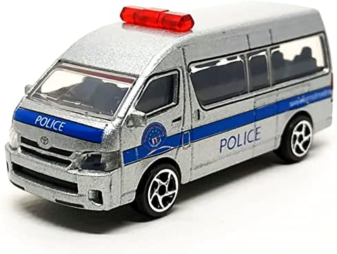 Моделът Hiace в мащаб 1:64 (3 инча, за кола) Сребрист цвят - Тайландски полицията - Стил на колела 5SV - MJ Ref