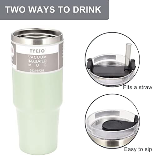 Чаша TYESO 30 грама (около 850,5 г) с капак и соломинкой, Двоен Вакуум Кафе, чаша от неръждаема стомана (розово,