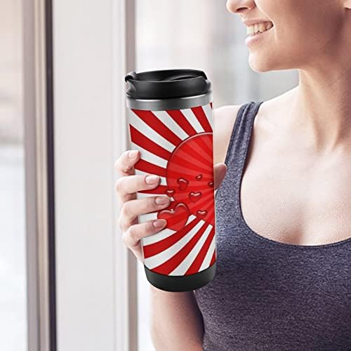 Японската Пътна Чаша Със Сърце и Флага От Неръждаема Стомана, Чашата за Кафе С Вакуумна Изолация, Кафеена Чаша