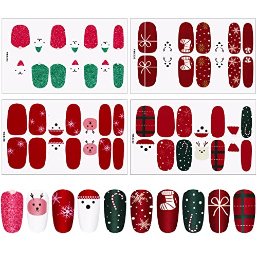 8 Листа Коледни Стикери за нокти, Ивица Лак За нокти, Стикери за Пълен Тайна Нокти, Самозалепващи Стикери за Нокти с