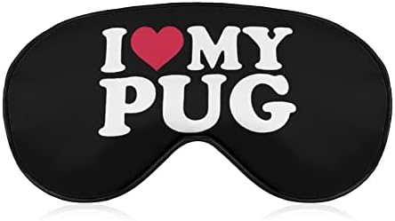 I Love My Pug Спящата Маска, Със Завързани Очи, Красиви Сенки За очи, Забавен Нощен Калъф за носене с Регулируема Каишка за Жени И Мъже