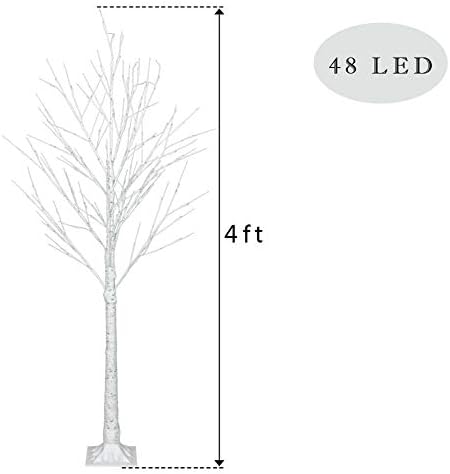 ZPEE 4 фута Бели Коледни Елхи с 48 светодиода, Изкуствена Елха Премиум-клас с Пластмасова Основа, Празнична