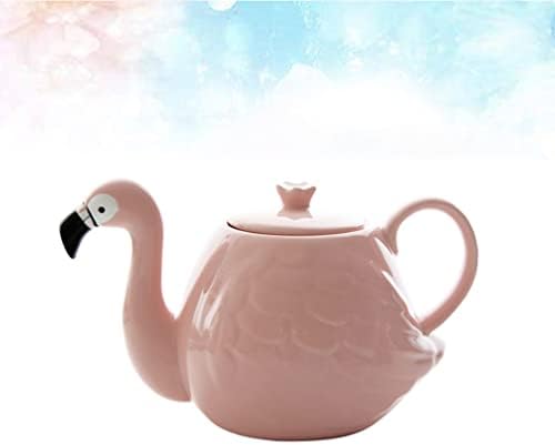Чайник DOITOOL, Чайник за варене на Чай, Керамичен Чайник, Кана с фламинго, Малък Порцеланов Чайник, Цветна Машина,