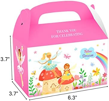 CIEOVO 24 Опаковка Картонена Кутия за Предложения за парти с Цветна Фея, Страхотни Кутии за Чай, Подаръчни Пакети за Принцеси Страната на Чудесата, Рожден Ден Момичета,