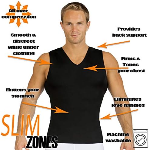 Insta Slim Мъжки Компресиране Риза Без Ръкави, С V-образно деколте За мускулите - Майк За Отслабване Body Shaper