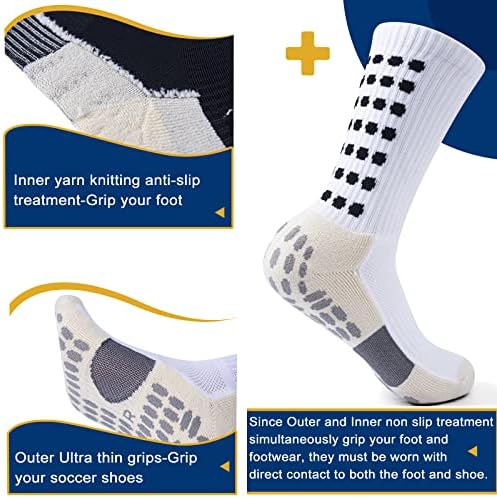 Футболни чорапи Bulinlulu Grip, 4 Двойки от Променящия Цвят Противоскользящих Футболни Чорапи за мъже, Вътрешна Нескользящие