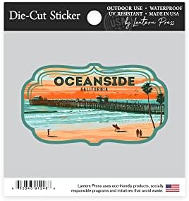 Стикер за щанцоване на брега на океана, Калифорния, Пиърс, Живописна, Contour Vinyl стикер 1-3 инча (Водоустойчива стикер за