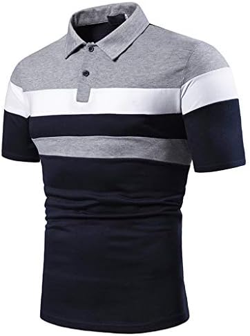 XXBR Мъжки Компресия Бизнес Polo Ризи са на 1/4 Копчета, Външни Рокли, Тениски в стил Мозайка с Къс ръкав