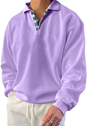 Мъжки ризи Поло YawYews с дълъг ръкав -Ежедневни Топлинни Пуловери Свободно, Намаляване, Качулки