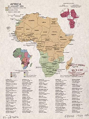 Карта 1966 г. | Африка, 10-ти януари, 1966 г.| Африка|Организация за Африканско единство Размер на картата: 18 i