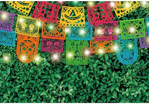 DASHAN 12x8 Фута Полиестер Мексиканска Фиеста Фон За Парти Синко Де Майо Мексикански Фестивал на Тревата Зелена