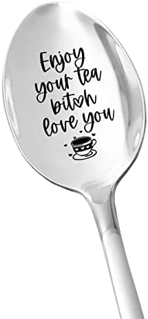 Насладете се на Чай, Обичам Те, Чаена Лъжичка - Tea Любовник Лъжица с Гравиран от Неръждаема Стомана, Забавен Подарък