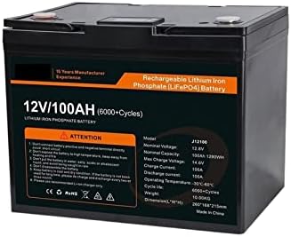 Батерия Lifepo4 12V 100Ah LiFePO4 Акумулаторен блок Вграден BMS 6000 + Дълбоки Цикли на Резервно захранване за дома Camper АВТОБУСА, за съхранение на енергия (Цвят: 12V 100Ah)
