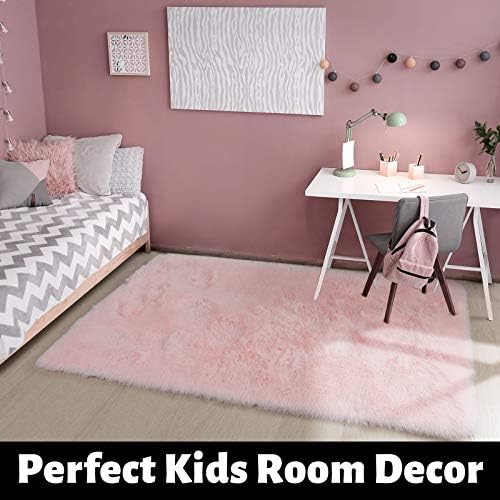 Розово килимче за стаята на момичетата 4x6 метра, Тъмно синьо килимче за хола 4x6 фута, Пухкав Ворсистый