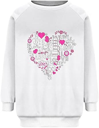 Hoody с изображение на сърцето любов за жените, тениски с писмото принтом, забавни блузи с дълъг ръкав за Свети Валентин, пуловери,