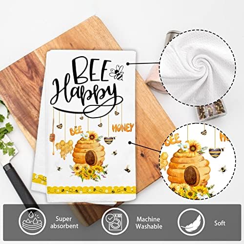 Комплект кухненски кърпи с пчелен гексаграммой от 4 теми-Интериор за кухня под формата на Медоносной пчелите-Подаръци за