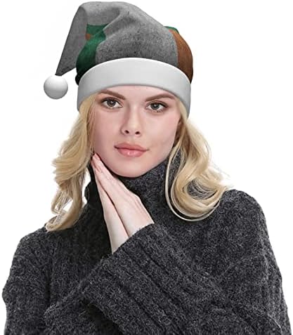 Забавна плюшен шапка на Дядо Коледа в стил ретро с ирландския флаг за възрастни, коледна шапка за жени и мъже, празнична