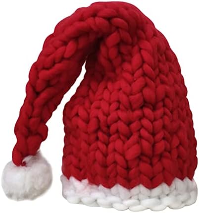 VALICLUD Унисекс, коледна шапка на Дядо Коледа, коледна шапка с дълга опашка и помпоном, коледни украси за фотография