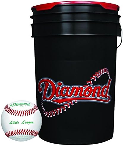 Кофа за топки Diamond Sports обем 6 литра с 30 бейзболни топки на Малката лига на DLL-1, черно