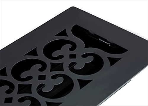 Декоративни Подови панел ДЕКО от едно желязо с матово черно покритие премиум-клас, 4 x 10 инча, Навити дизайн, Защита от корозия,