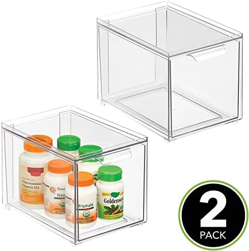 mDesign Пластмасови Штабелируемое хранилище за баня с чекмедже-организатора за кутии за гардероб, тоалетна маса, рафтове, серванта, шкафчета или гардероби за Събиране