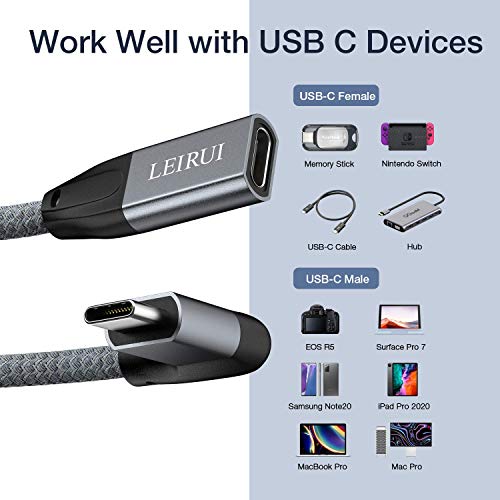Удлинительный USB кабел C под прав ъгъл 0,65 метра, 90 градуса USB 3.1 (10 gbps) Удължител тип C за бързо зареждане