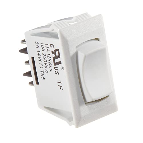 RV Designer S345, Кулисный ключа, 10 Ампера, Моментно включване / Изключване/Momentary On, SPDT, Бял, Електрически за постоянен ток