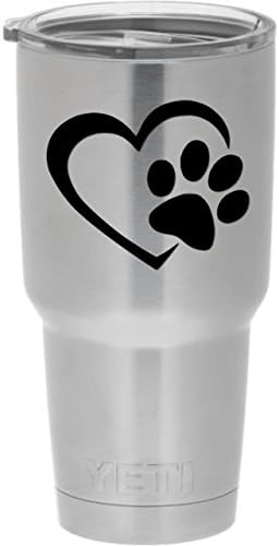 Стикер с изображение на кучешки лапи във формата на сърце (черна) за любителите на кучета и животни. Истинска марка ViaVinyl за Windows, лаптопи и Macbook, iPad и таблети, iPhone и моб