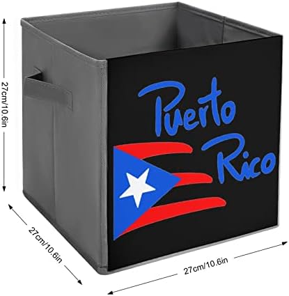 Флаг Пуерто Рико Сгъваем Текстилен Кутия За Съхранение на Кубчета Органайзер Сгъваема Кутия с Дръжки